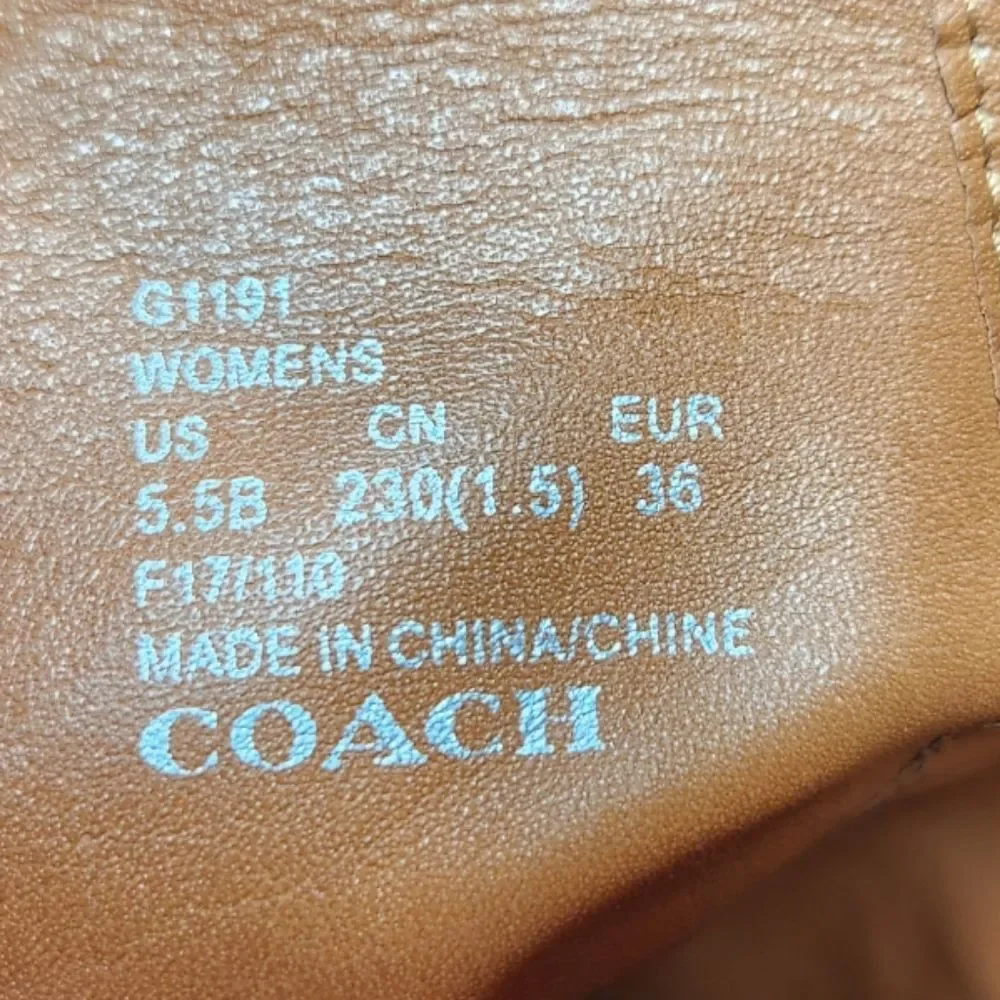 Coach Boots Saddle Leather Heel Gold Buckle‎ Brown Equestrian Boho Indie Lux 5.5